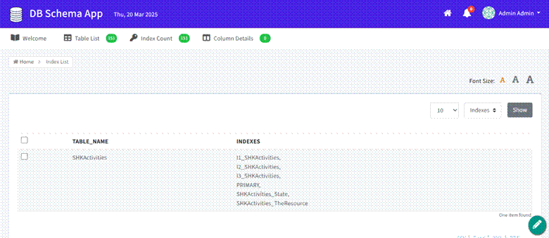 Sample Index View